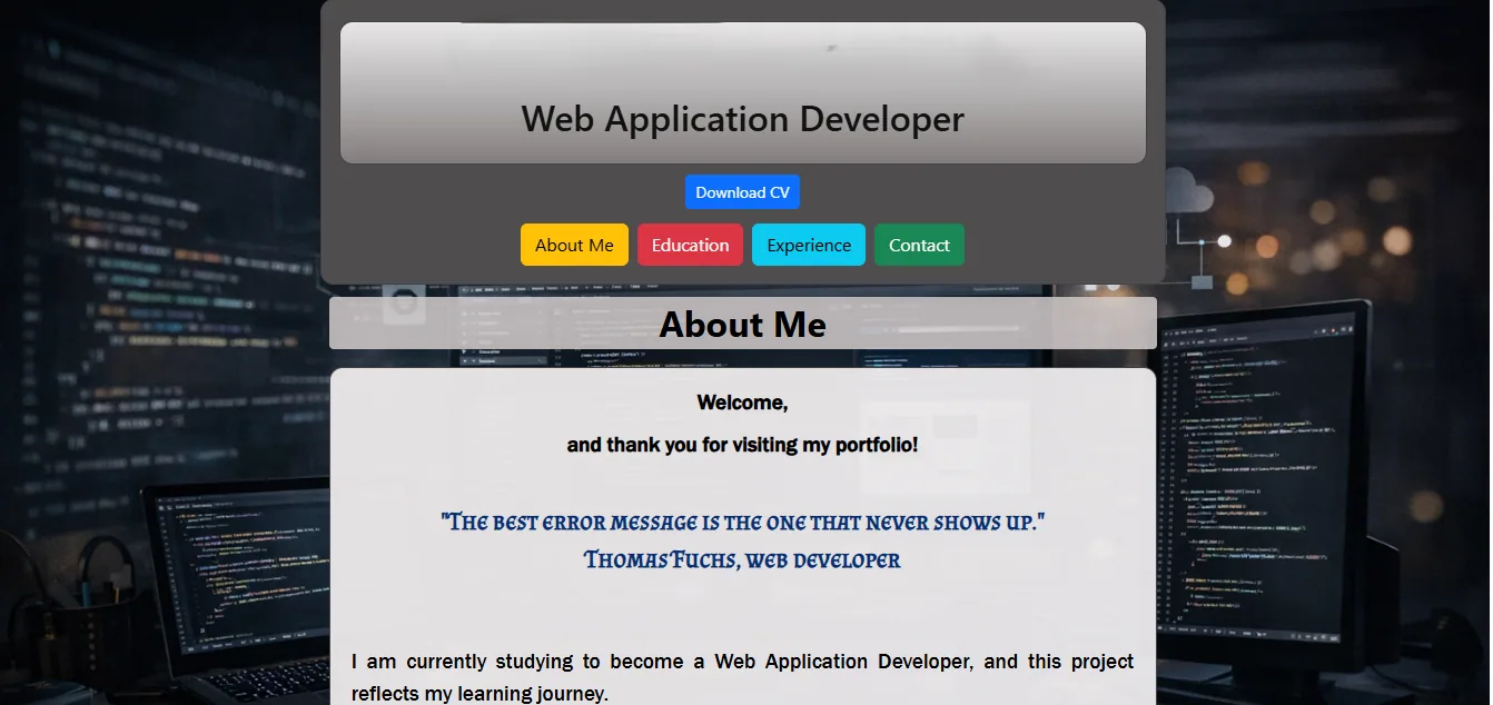 Responsive CV website preview 2