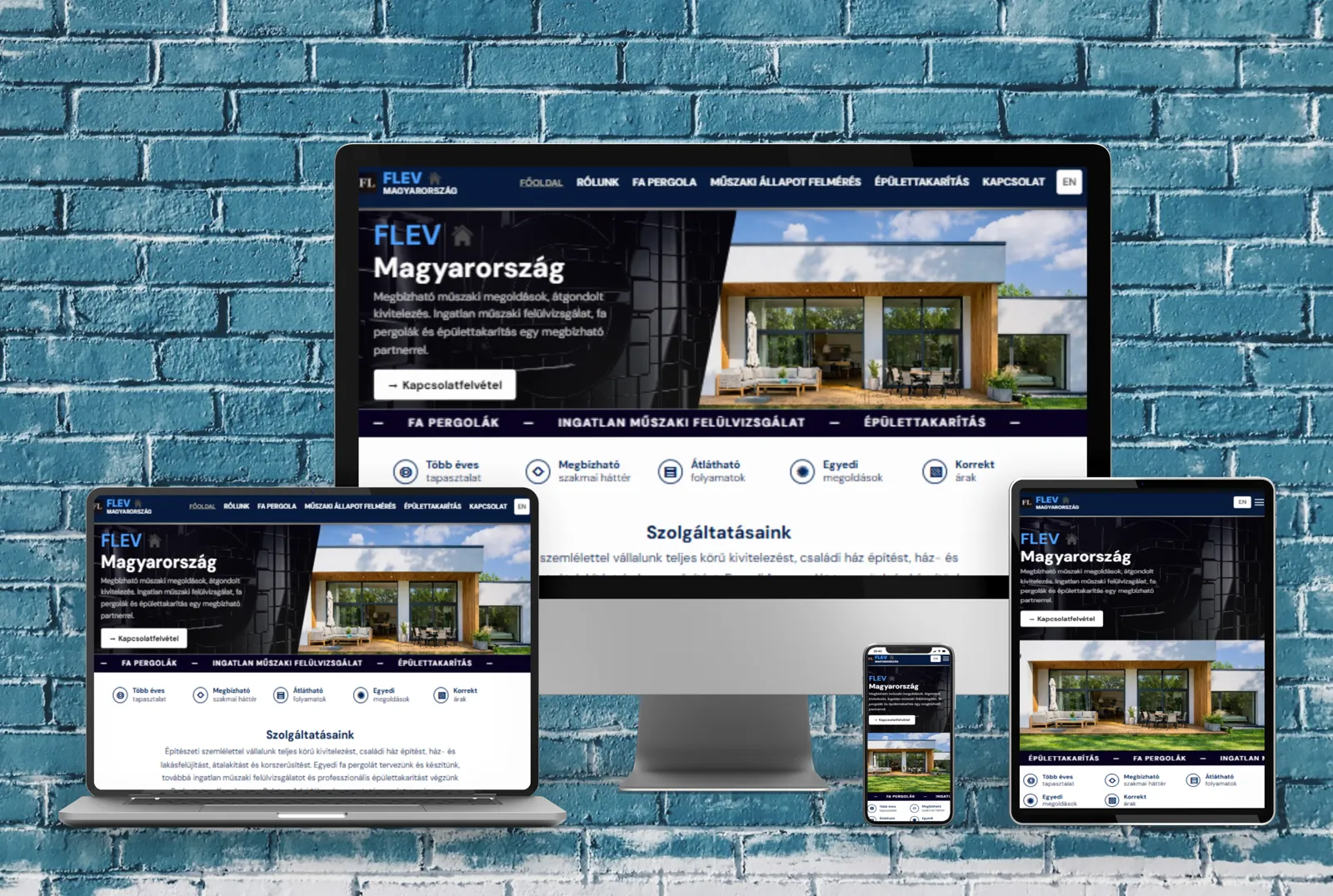 FLEV Magyarország homepage preview across devices