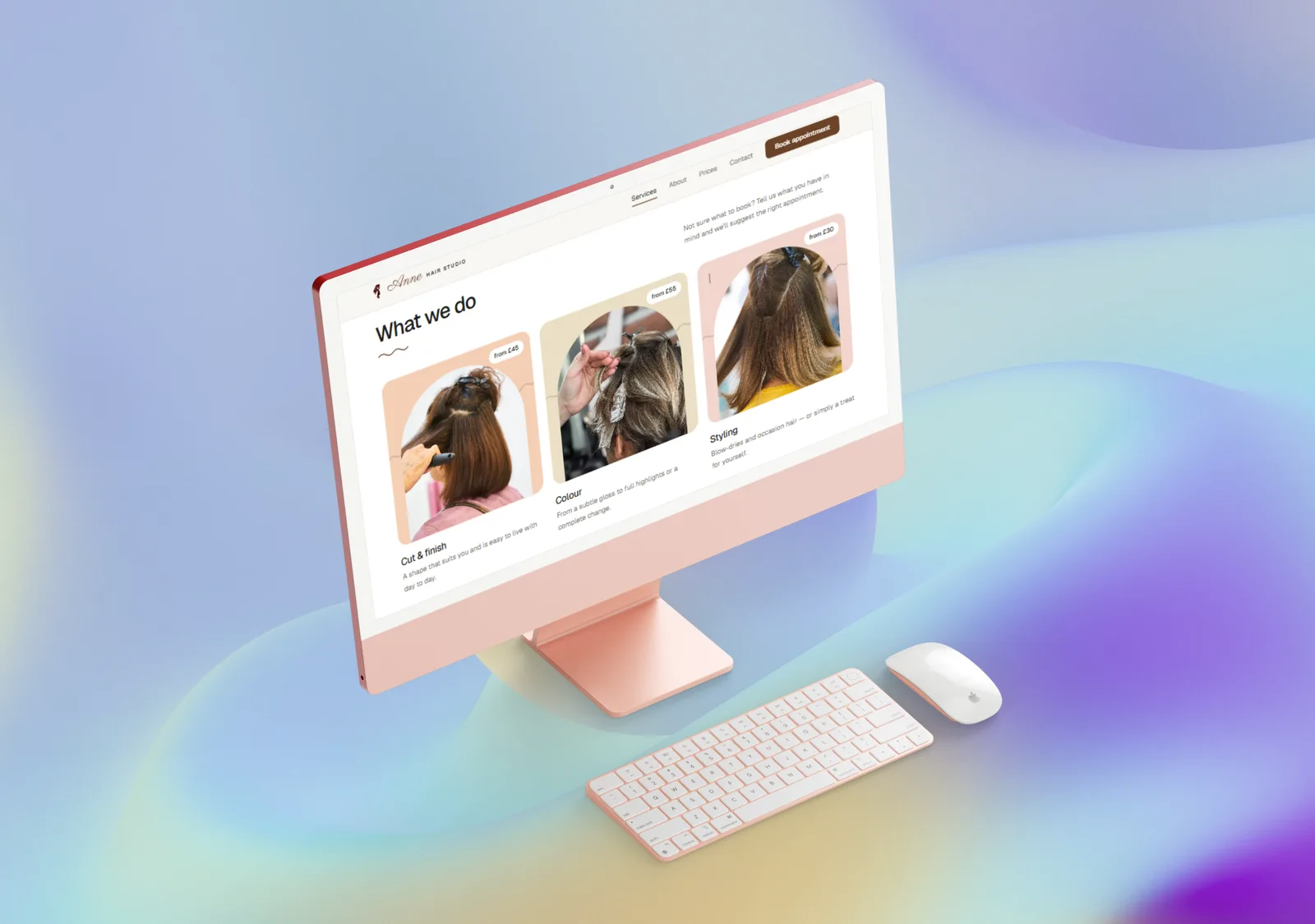 Hair studio website “What we do” section preview