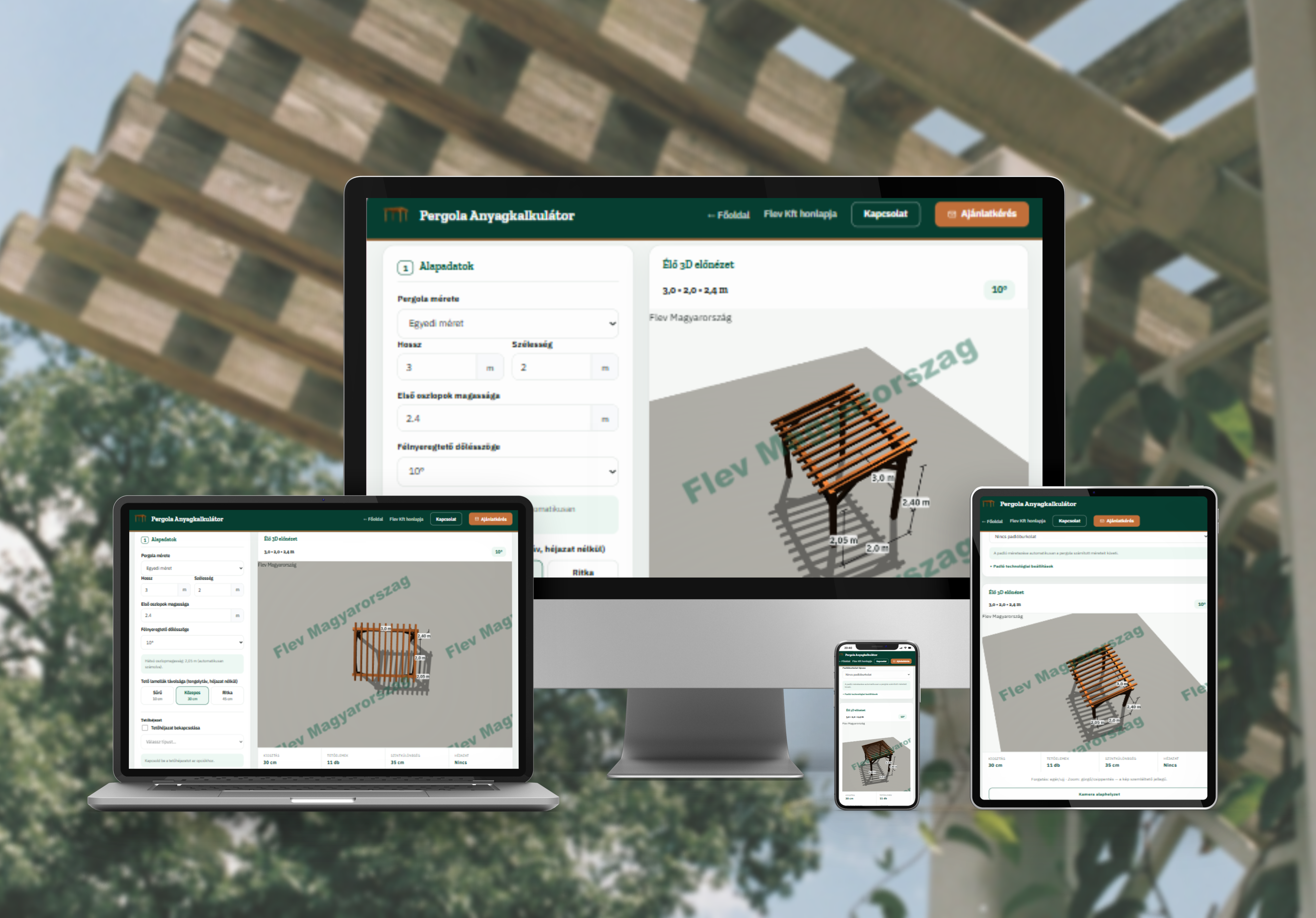Pergola Calculator webapp preview
