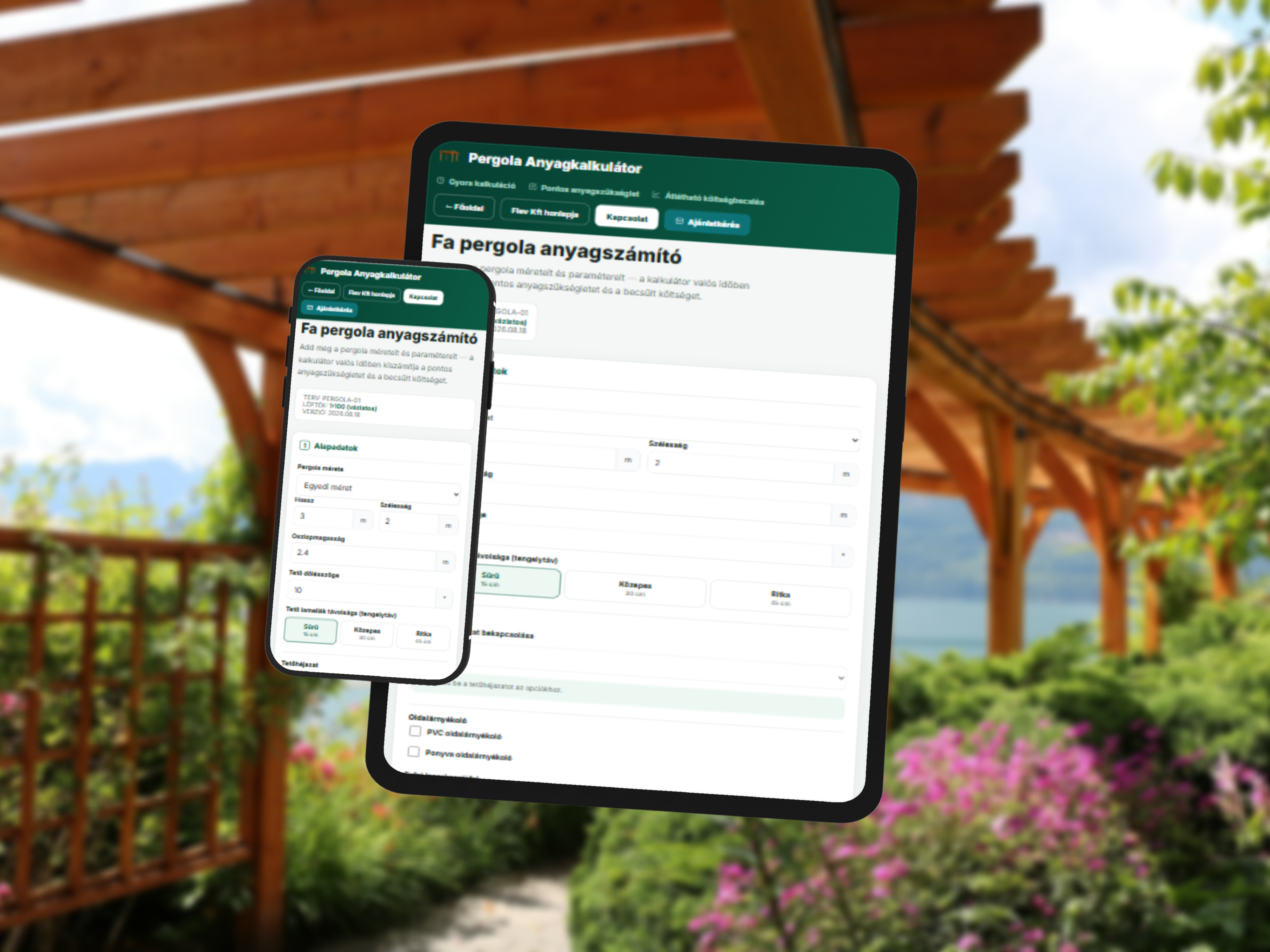 Pergola Calculator webapp preview 2