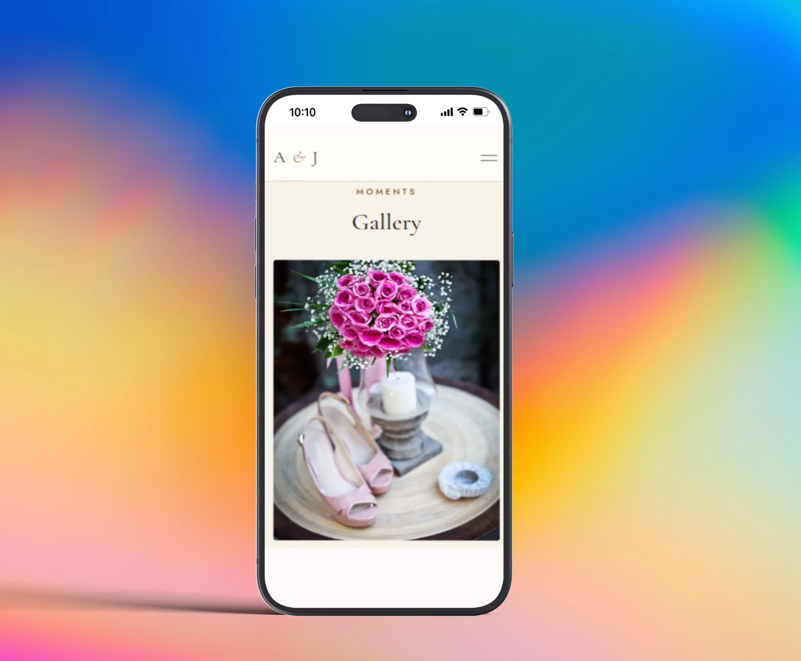 Wedding website gallery on a phone