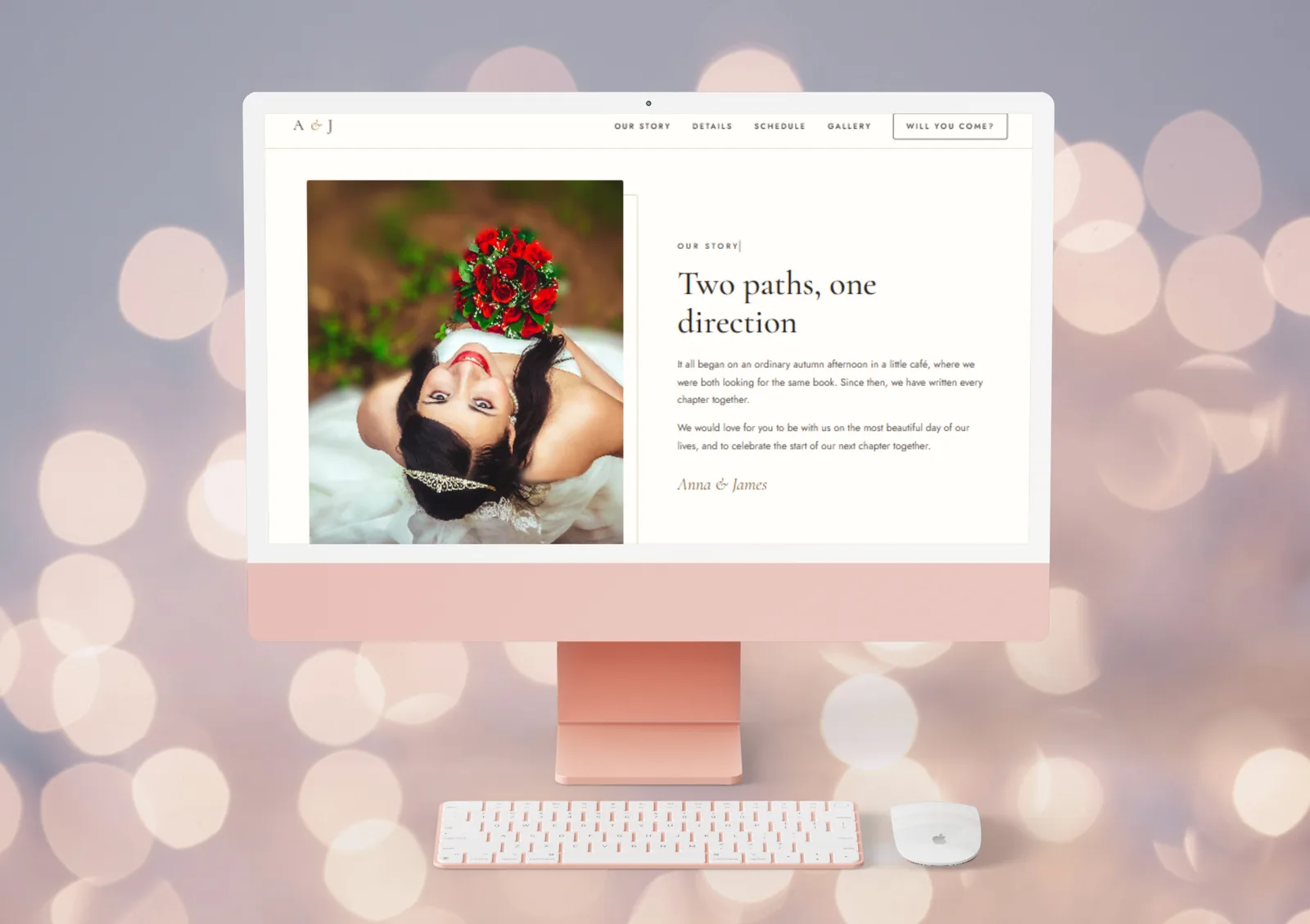 Wedding website “Our story” section preview