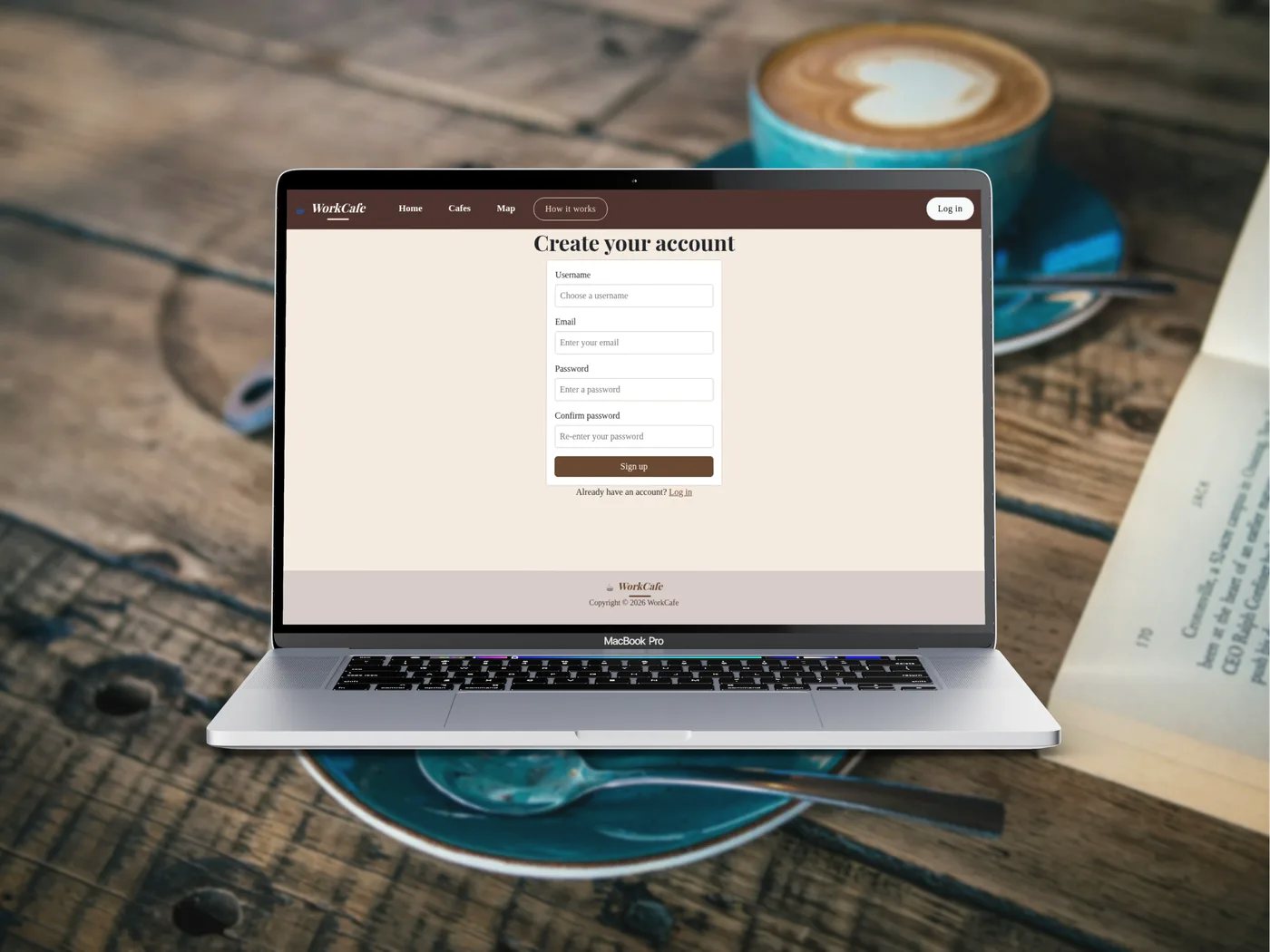 WorkCafe sign-up page