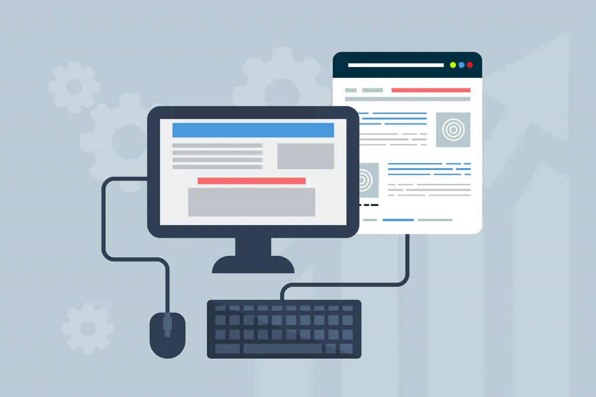 Illustration of a website being designed on a computer screen